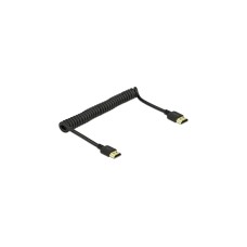 DeLOCK HDMI Spiralkabel 4K 60Hz(schwarz, 1,5 Meter)