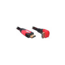 DeLOCK Highspeed HDMI mit Ethernet Kabel gewinkelt(schwarz/rot, 2 Meter)