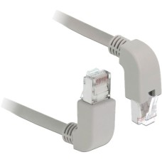 DeLOCK Patchkabel RJ45 Cat.6a S/FTP(grau, 50cm, gewinkelte Stecker 1x oben, 1x unten)