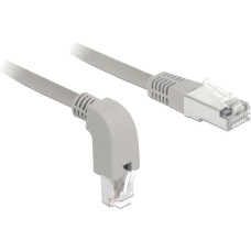 DeLOCK Patchkabel RJ45 Cat.6a S/FTP(grau, 50cm, 1x gerader, 1x unten gewinkelter Stecker)