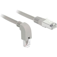 DeLOCK Patchkabel RJ-45 Cat.6a S/FTP(grau, 1 Meter, 1x gerader, 1x unten gewinkelter Stecker)