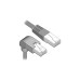 DeLOCK Patchkabel RJ-45 Cat.6a S/FTP(grau, 1 Meter, 1x gerader, 1x unten gewinkelter Stecker)