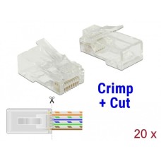 DeLOCK RJ-45 Crimp+Cut Stecker Cat.5e UTP(transparent, 20 Stück)