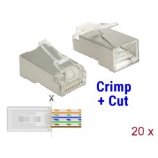 DeLOCK RJ-45 Crimp+Cut Stecker Cat.6 STP(transparent, 20 Stück)