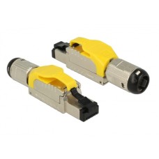DeLOCK RJ-45 Stecker feldkonfektionierbar Cat.6a(gelb, Metallgehäuse)