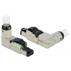 DeLOCK RJ-45 Stecker feldkonfektionierbar, Cat.6a abgewinkelt, Steckdose(1 Stück, Metallgehäuse)