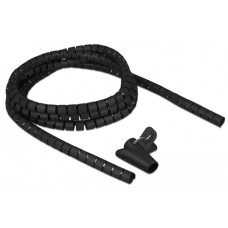 DeLOCK Spiralschlauch mit Einziehwerkzeug, 2,5 Meter x 15mm, Kabelschlauch(schwarz)