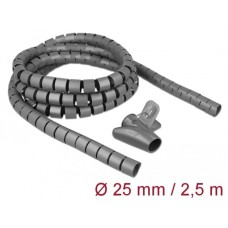 DeLOCK Spiralschlauch mit Einziehwerkzeug, 2,5 Meter x 25mm, Kabelschlauch(grau)
