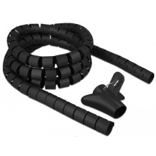 DeLOCK Spiralschlauch mit Einziehwerkzeug, 2,5 Meter x 30mm, Kabelschlauch(schwarz)