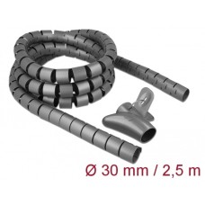 DeLOCK Spiralschlauch mit Einziehwerkzeug, 2,5 Meter x 30mm, Kabelschlauch(grau)