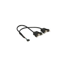 2x USB-A Buchse, zum Einbau(schwarz, 25cm)