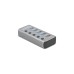 DeLOCK USB 3.2 Gen 1 Hub mit 4 Ports + 1 Schnellladeport, USB-Hub(grau, mit Schalter und Beleuchtung)