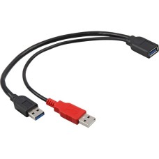 USB-A Buchse(schwarz/rot, 30cm)