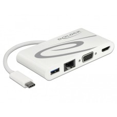 USB-A + USB-C + HDMI + VGA + RJ-45 Buchse(weiß, 14cm, PD, Laden mit bis zu 100 Watt, Gigabit LAN)