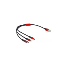 2x USB-C + Lightning Stecker(schwarz/rot, 30cm, gesleevt, nur Ladefunktion)