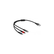 USB-C + Micro USB + Lightning Stecker(mehrfarbig, 30cm, gesleevt, nur Ladefunktion)