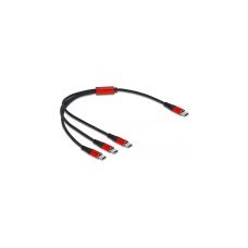 3x USB-C Stecker(schwarz/rot, 30cm, gesleevt, nur Ladefunktion)