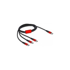 3x USB-C Stecker(schwarz/rot, 1 Meter, gesleevt, nur Ladefunktion)