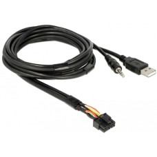 USB A + 3,5mm Klinkenbuchse(schwarz, 1,5 Meter, mit Einbaubuchse)