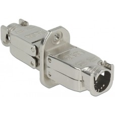 DeLOCK Verbinder für Netzwerkkabel Cat.6a STP werkzeugfrei, Kupplung(silber)