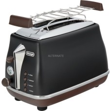 DeLonghi Toaster Icona Vintage CTOV 2103.BK(schwarz (matt), 900 Watt, für 2 Scheiben Toast)