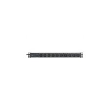Digitus 19" Steckdosenleiste C13 mit Aluminiumprofil, 10-fach, 1HE(schwarz/aluminium, 2 Meter Kabel, Überlastschutz)