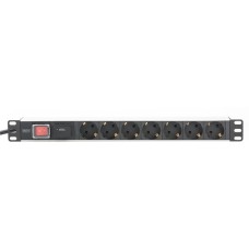 Digitus 19" Steckdosenleiste mit Aluminiumprofil, 7-fach, 1HE(2 Meter Kabel, Überspannungsschutz, Schalter)