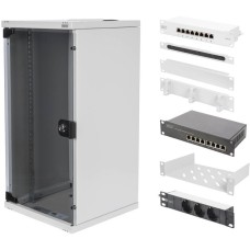 Digitus Network Set - 254 mm (10") - 12U, 312 x 300 mm (W xD), IT-Schrank(hellgrau, 12 Höheneinheiten)