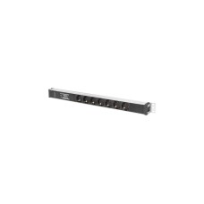 Digitus Steckdosenleiste mit Aluminiumprofil, 7-fach, 1HE(schwarz/aluminium, 2 Meter Kabel, Überspannungsschutz, Netzfilter)
