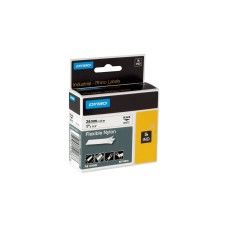 Dymo Rhino IND ORIGINAL Schriftband Flexibles Nylon 24mm x 3,5m, schwarz auf weiß(permanent haftend, 1734524)