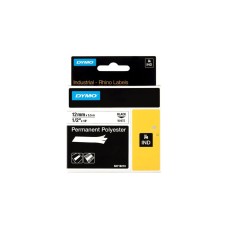 Dymo Rhino IND ORIGINAL Schriftband Polyester 12mm x 5,5m, schwarz auf weiß(permanent klebend, 18483)