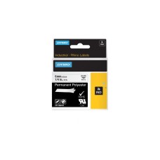 Dymo Rhino IND ORIGINAL Schriftband Polyester 6mm x 5,5m, schwarz auf weiß(permanent klebend, 1805442)