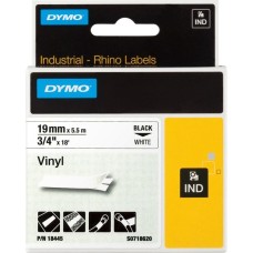 Dymo Rhino IND ORIGINAL Schriftband Vinyl 19mm x 5,5m, schwarz auf weiß(permanent klebend, 18445)