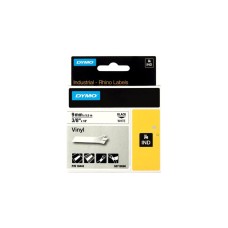 Dymo Rhino IND ORIGINAL Schriftband Vinyl 9mm x 5,5m, schwarz auf weiß(permanent klebend, 18443)