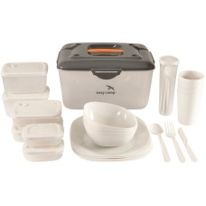 Easy Camp Cerf Picknick-Box L, Geschirr(grau/weiß, 30-teilig, Modell 2023)