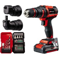 Einhell Akku-Bohrschrauber-Set TE-CD 18/45 3X-Li +22, 18Volt(rot/schwarz, Li-Ion-Akku 2,0Ah, 22-teiliges Zubehör)