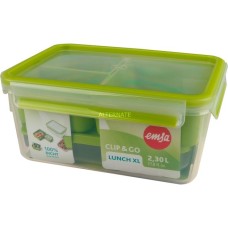 Emsa CLIP & GO Lunchbox XL, Lunch-Box(grün/transparent, mit Einsätzen)
