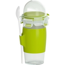 Emsa CLIP & GO Yoghurt Mug, Becher(grün/transparent, 450ml)