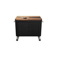 Everdure Mobile Outdoor Küche Black HBPKB, Schrank(schwarz (matt), Arbeitsfläche aus Akazienholz)