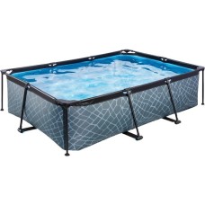 Exit Toys Stone Pool, Frame Pool 220x150x65cm, Schwimmbad(grau, mit Filterpumpe)