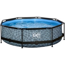 Exit Toys Stone Pool, Frame Pool Ø 300x76cm, Schwimmbad(grau, mit Filterpumpe)