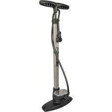 FISCHER Fahrrad Stand-Pumpe Profi, Manometer, Duokopf, Luftpumpe(schwarz/silber, inkl. Adapter)