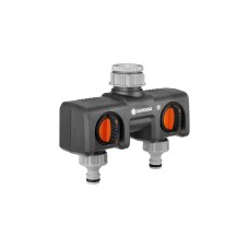 GARDENA 2-Wege-Verteiler 8193-20, Hahnstück(schwarz/grau, 26,5mm (G 3/4"), 33,3mm (G 1“))