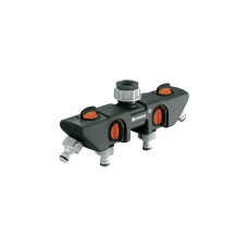 GARDENA 4-Wege-Verteiler 8194-20, Hahnstück(schwarz/grau, 26,5mm (G 3/4"), 33,3mm (G 1“))