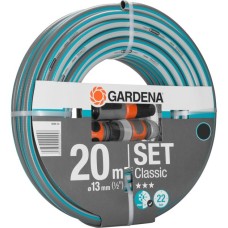 GARDENA Classic Schlauch Set 13mm (1/2")(grau/türkis, 20 Meter, mit Anschlüssen)