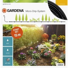 GARDENA Micro-Drip-System Start-Set Pflanzreihen S, Tropfsystem(schwarz, 15 Meter)