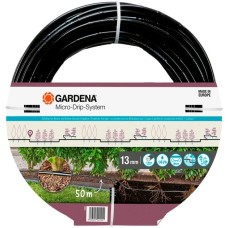 GARDENA Micro-Drip-System Tropfrohr für Büsche/Hecken 1,6 l/h, 50 Meter, Tropfer(schwarz, Modell 2023, ober- und unterirdisch)