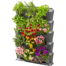GARDENA NatureUp! Set Vertikal, mit Bewässerung, Pflanzbehälter(grau, 5 Reihen, für 15 Pflanzen)