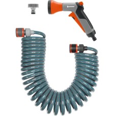 GARDENA Spiralschlauch-Set(grau/orange, 10 Meter, mit Brause)