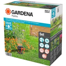 GARDENA Start-Set Pipeline mit Viereckregner, Wasserhahn(mit 2 Wassersteckdosen)